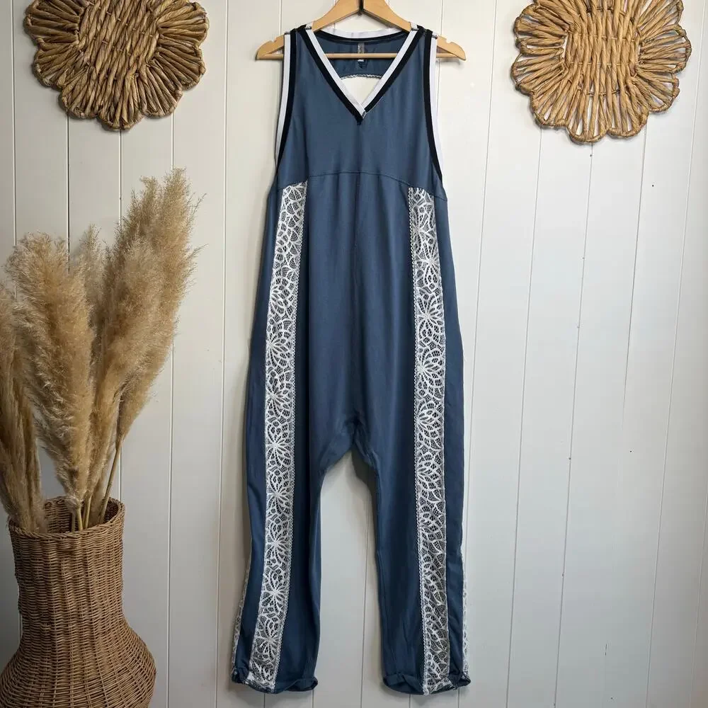 Free People jumpsuit one-piece romper lace casual Small